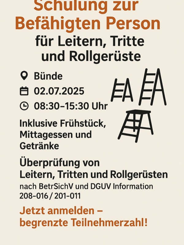 Befähigte - Person für Leitern, Tritte und  Rollgerüste